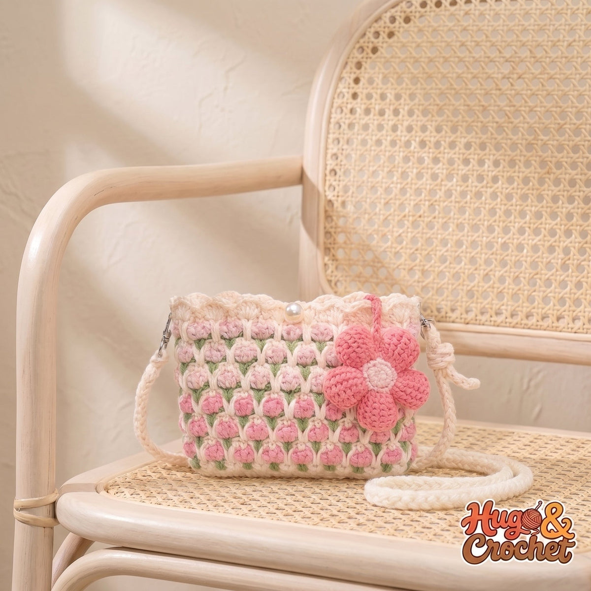 Bolso de crochet flor